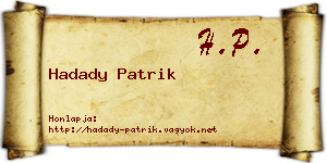 Hadady Patrik névjegykártya